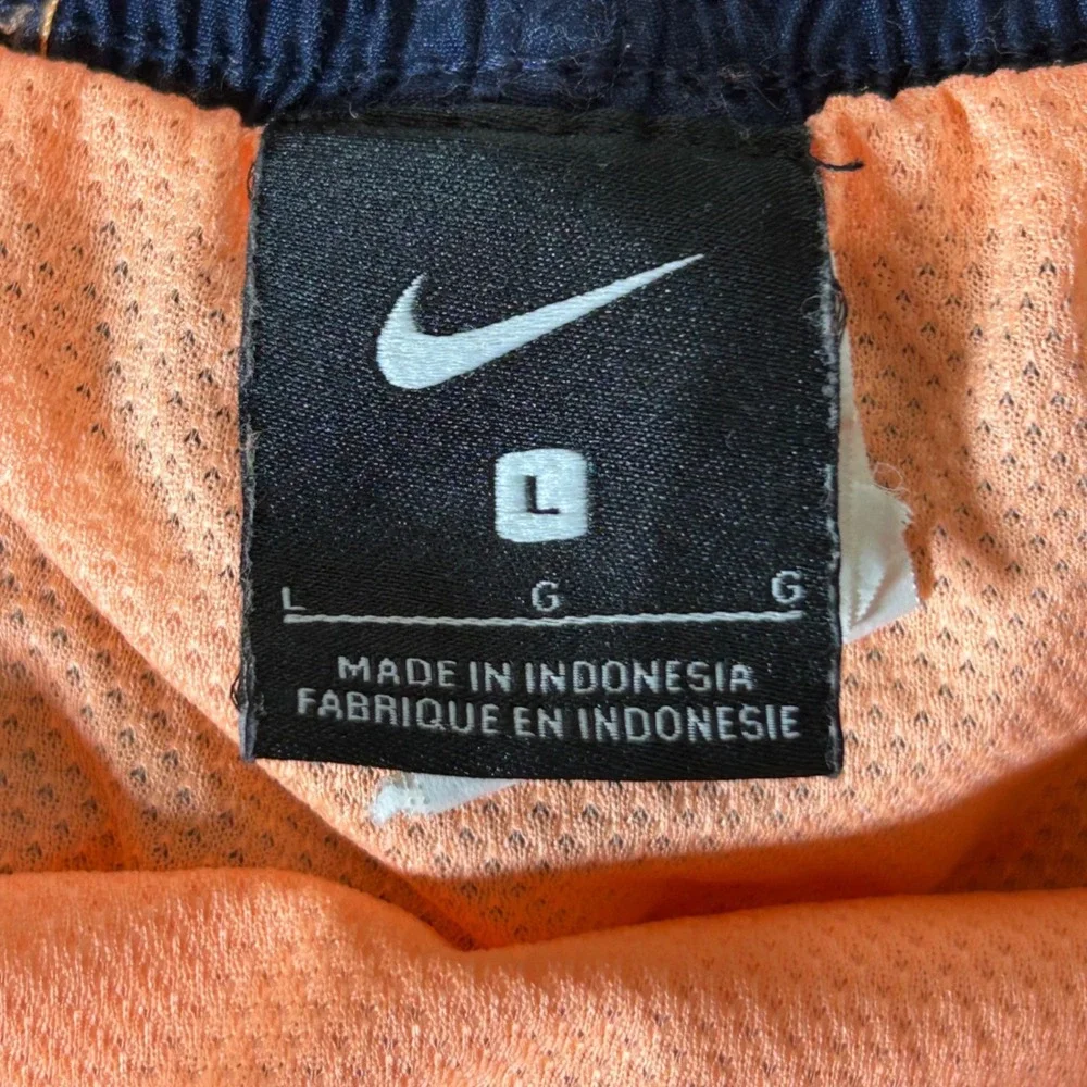 Nike Swim Trunks Mens Large Orange Navy Blue Graphic Board Shorts Sporty‎ Summer